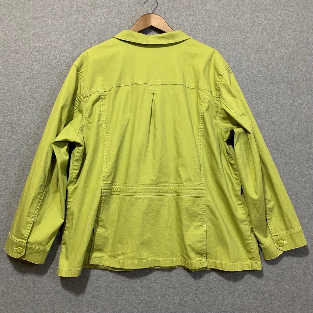 Sigrid Olsen Oversized Boxy Lime Green Statement Jacket Women's XXL Utility Chic - Picture 3 of 9